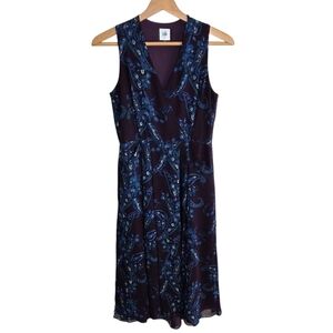 Cabi #3461 Treasure Paisley Midi Dress Size 2 Purple Blue Green Work Summer
